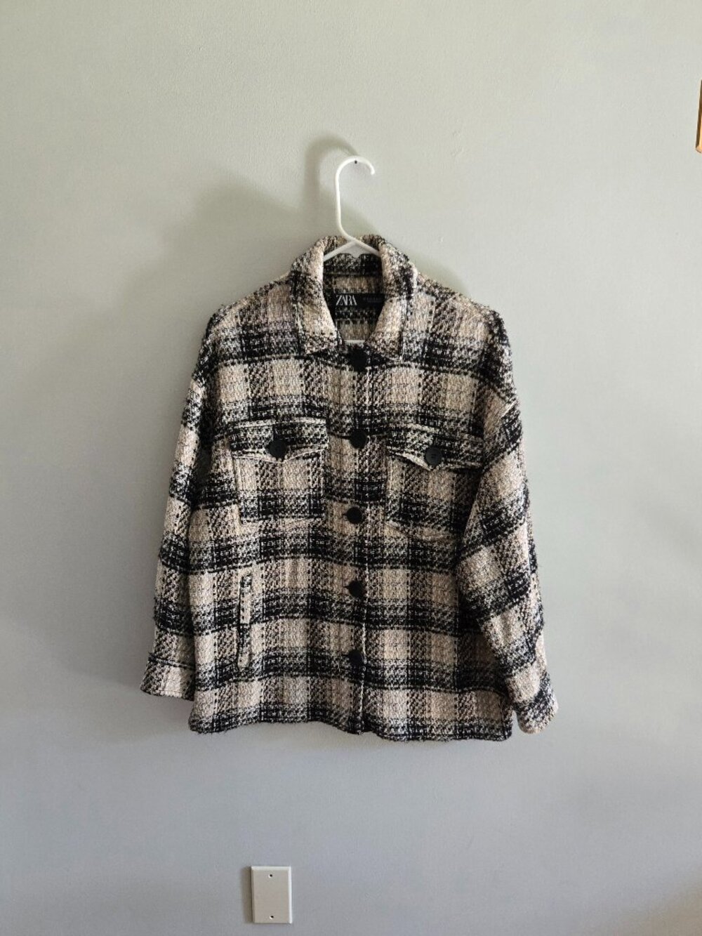 Zara Black and Tan Tweed Jacket, Size M